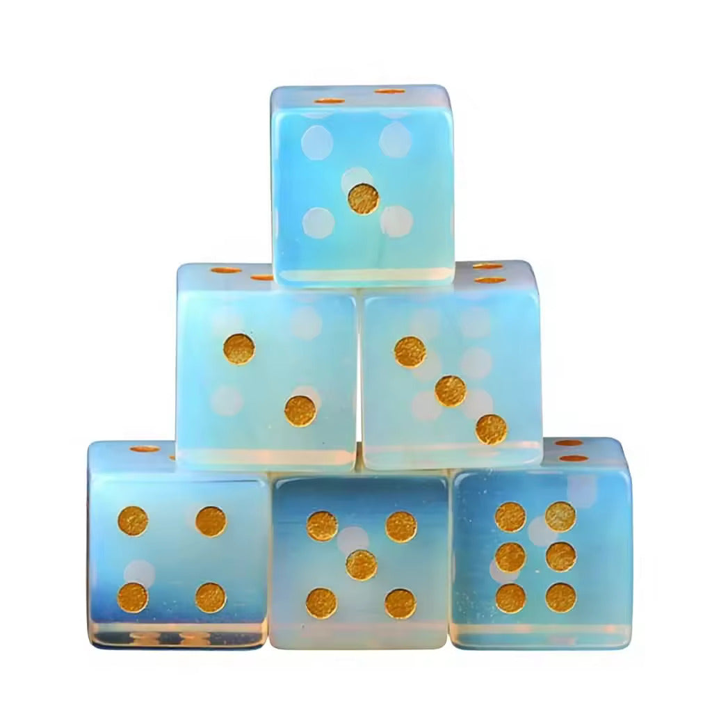 Natural Gemstone Mahjong Dice, Set of 6