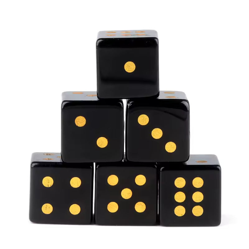 Natural Gemstone Mahjong Dice, Set of 6