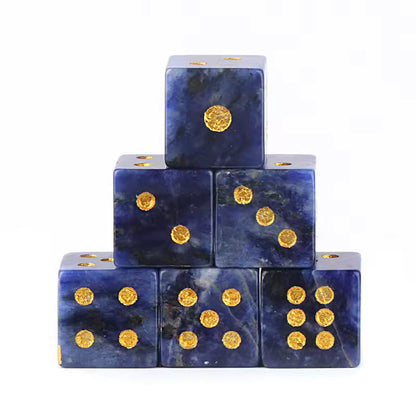 Natural Gemstone Mahjong Dice, Set of 6