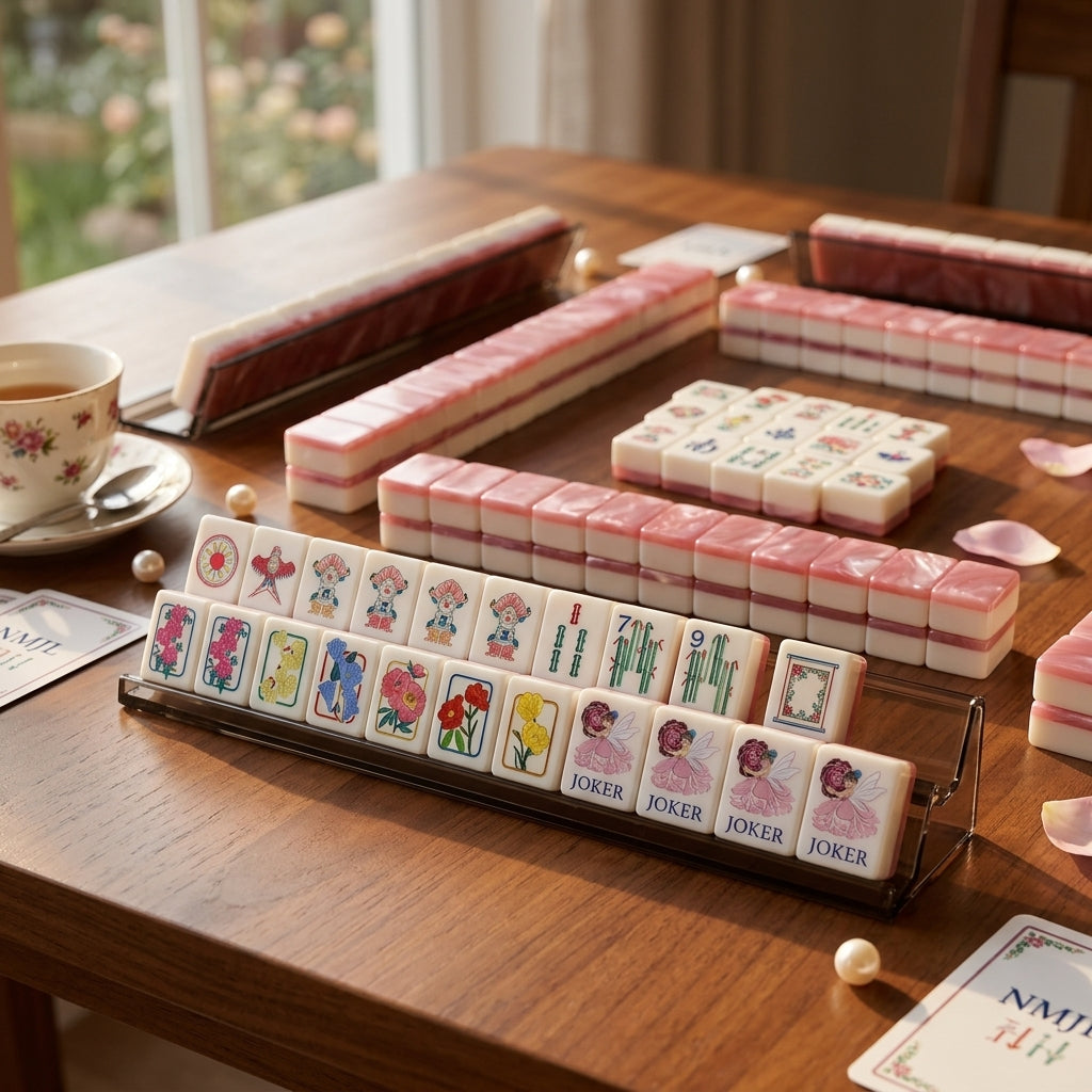 American Mahjong tile layout in warm lighting