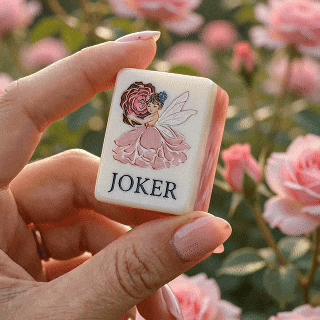 Rose-pink mother-of-pearl Mahjong tiles shown in motion