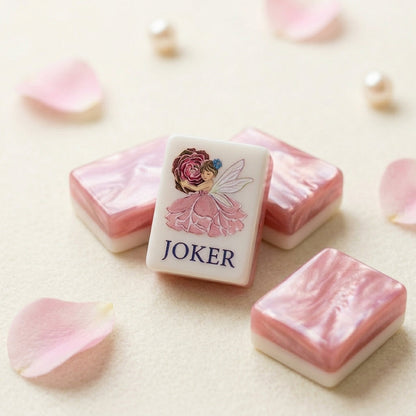 Close-up of weighted four-layer acrylic Mahjong tiles with bright engraving