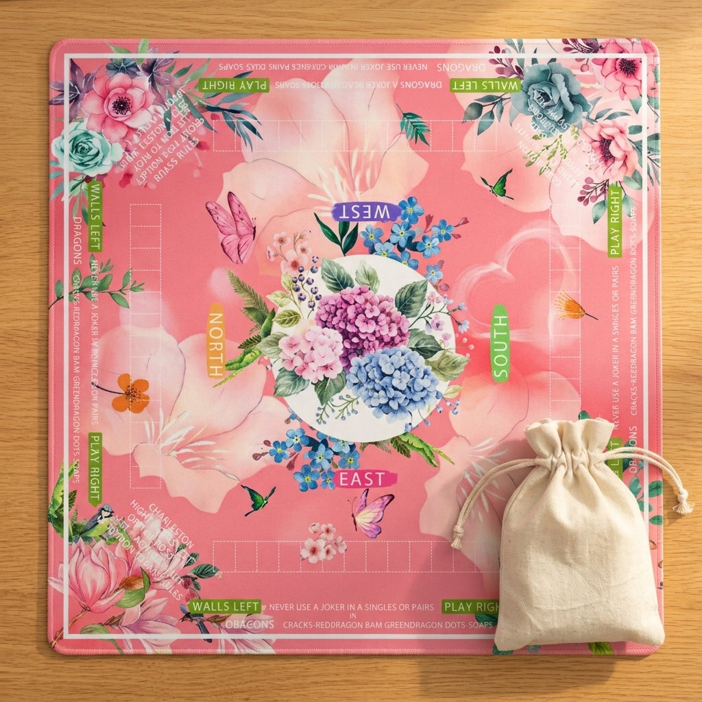 Hydrangea Bloom Roll-Up Mahjong Mat