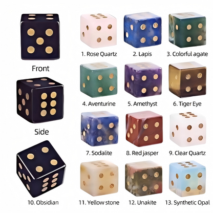 Natural Gemstone Mahjong Dice, Set of 6
