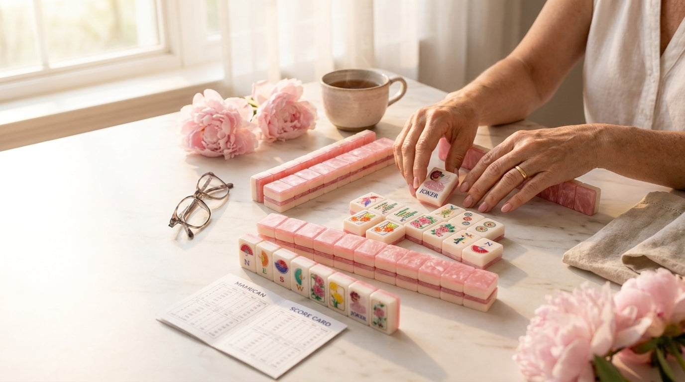 Women playing mahjong around a table