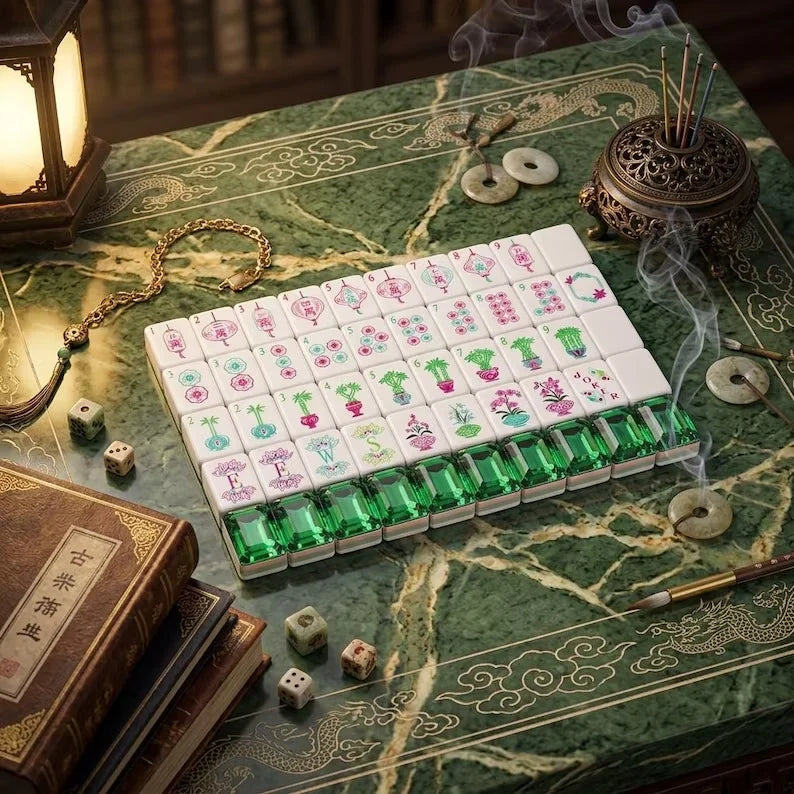 Emerald Green Mahjong Set, 160 Tiles