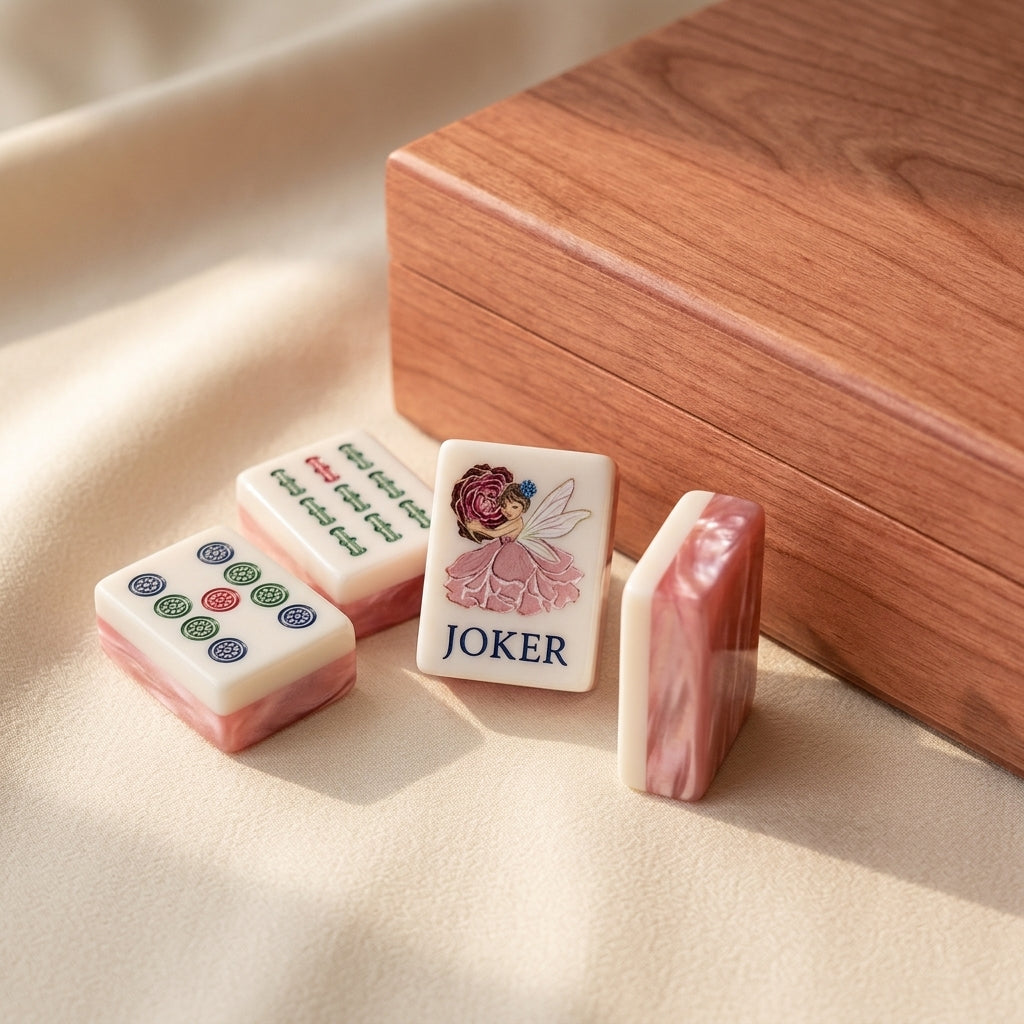 Pink floral Mahjong set kept as a family heirloom